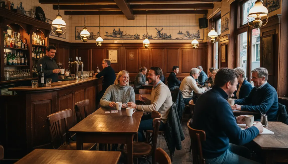 Traditional brown café in Amsterdam where locals gather for authentic Dutch experiences