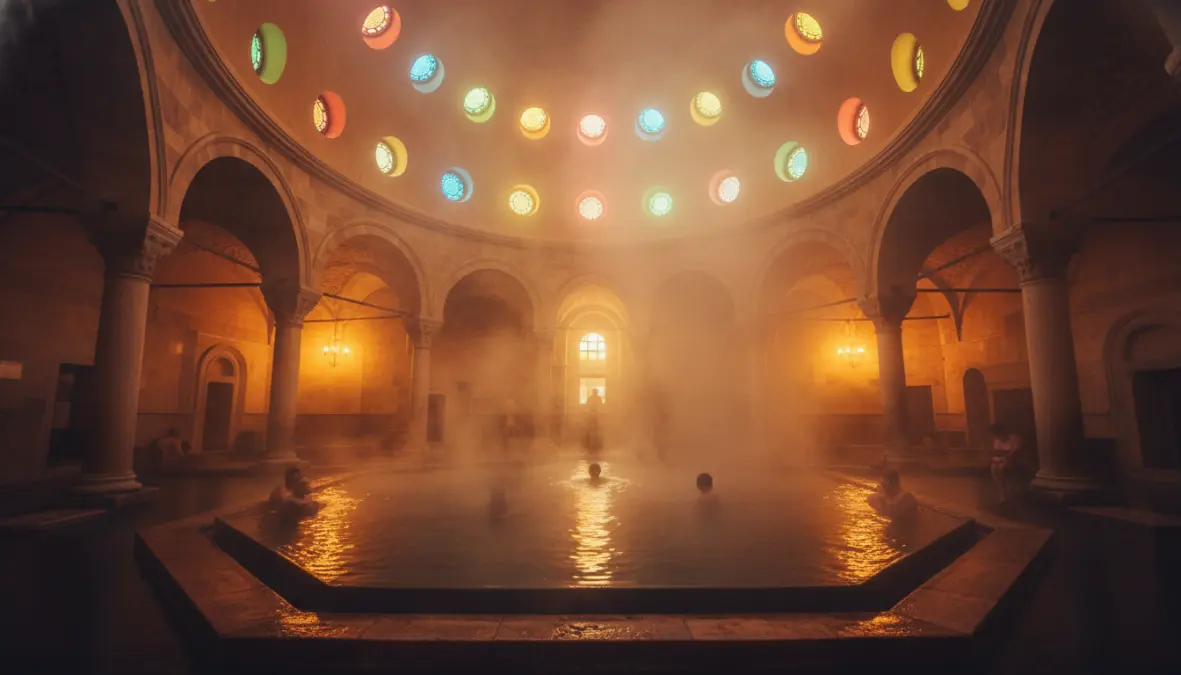 Historic Turkish baths at Rudas with Ottoman architecture and medicinal thermal waters