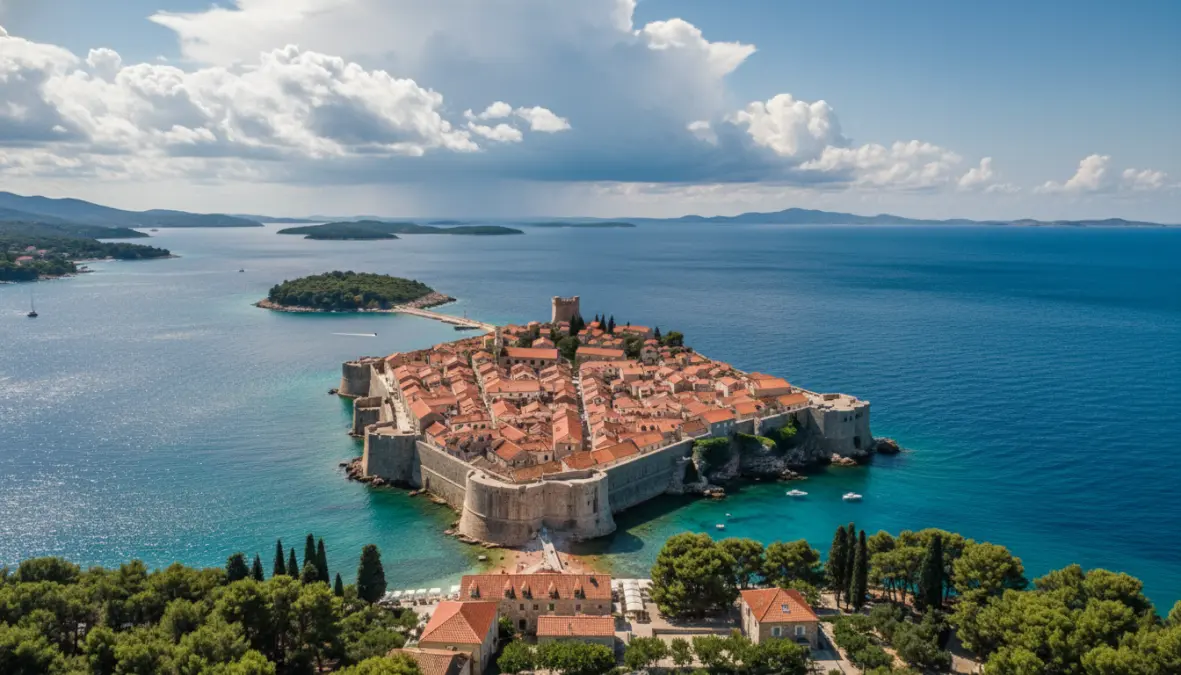 Korcula island medieval town showing historic architecture on Croatia's Dalmatian Coast
