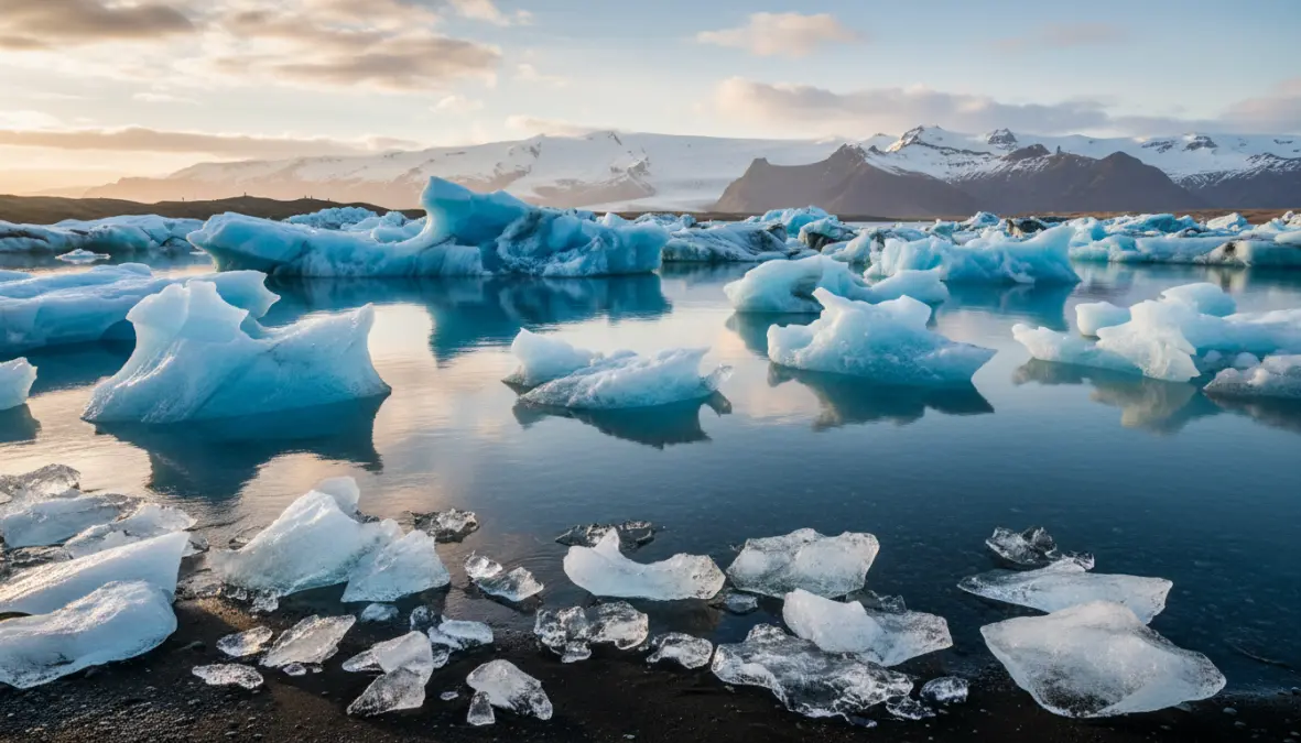 Jokulsarlon glacier lagoon with icebergs, essential stop on 10 day Iceland Ring Road itinerary