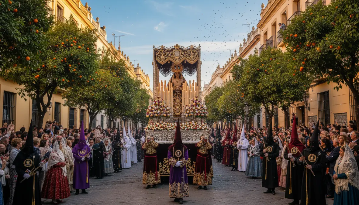 Seville Spain in April during spring festival with perfect warm weather