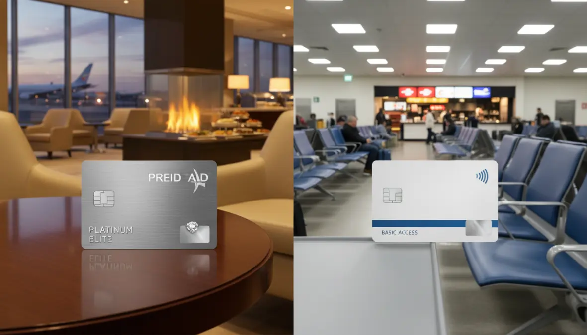 Premium travel cards comparison showing lounge access perks and benefits