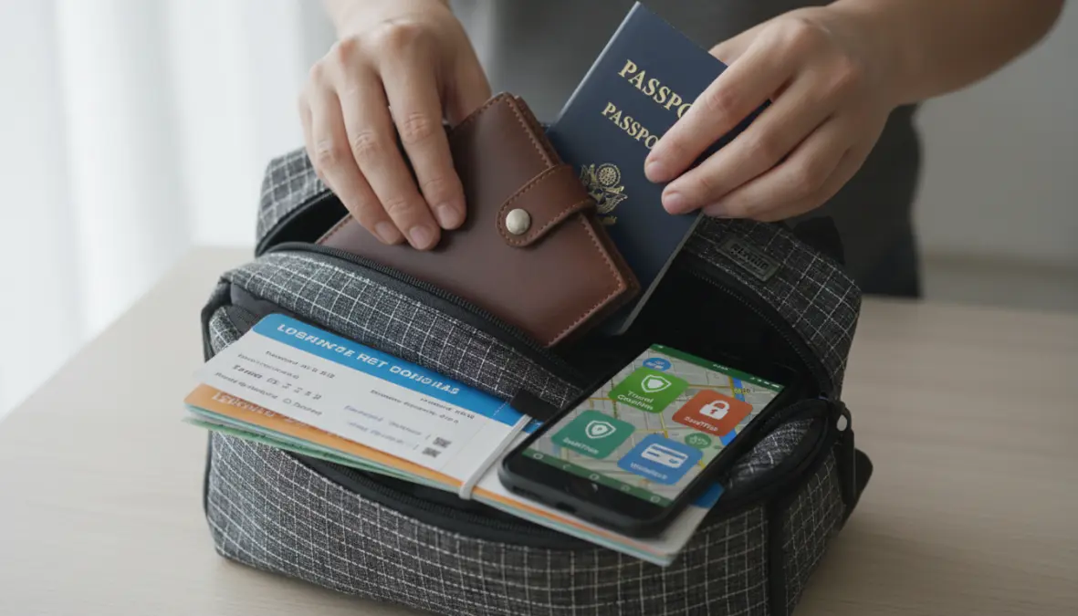Essential travel safety tips showing document protection and scam prevention strategies