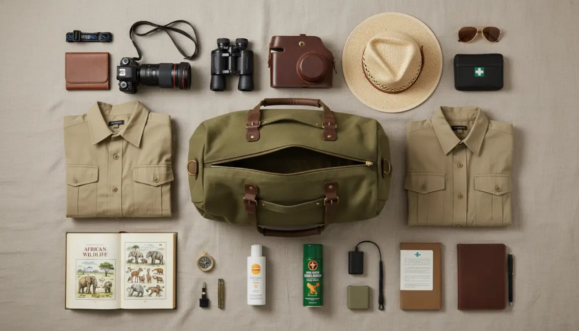 Essential safari packing list items and gear for African safari trip