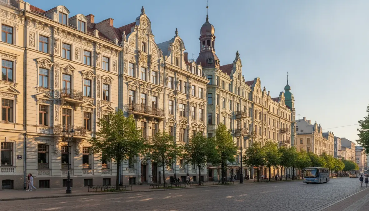Riga Art Nouveau architecture in Latvia during Baltic road trip