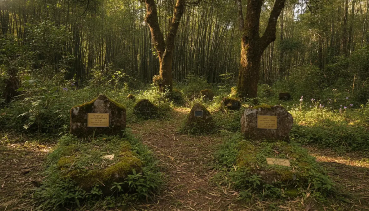 Tomba commemorativa di Dian Fossey presso il Karisoke Research Center in Rwanda