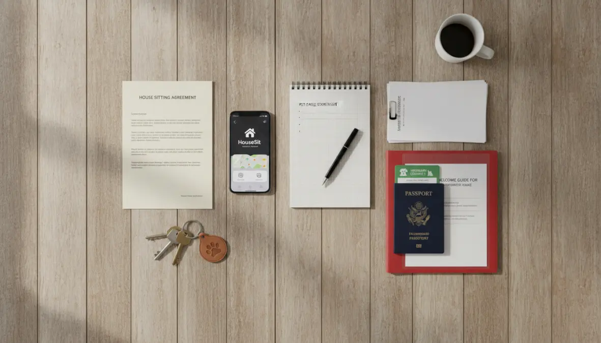 House sitting travel essentials including platform apps, agreements, and property caretaking documents