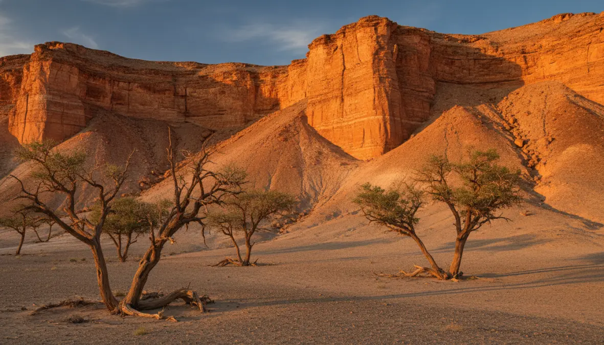Bayanzag Flaming Cliffs Mongolia where dinosaur fossils were discovered in the Gobi Desert