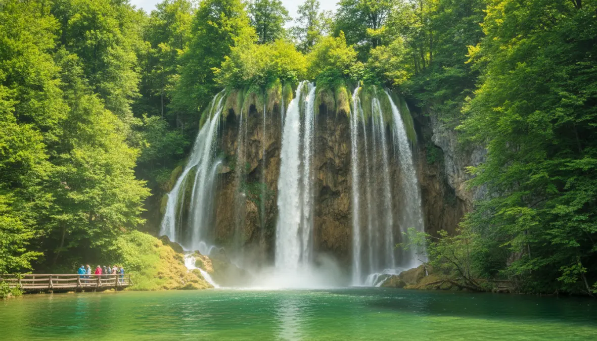 Veliki Slap waterfall on Plitvice Lakes lower lakes route in Croatia