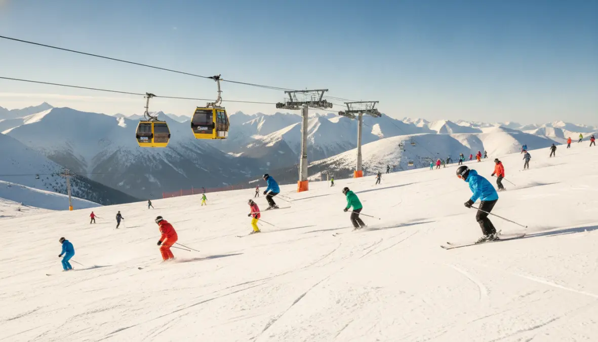Zakopane ski resort with Kasprowy Wierch cable car and winter sports activities
