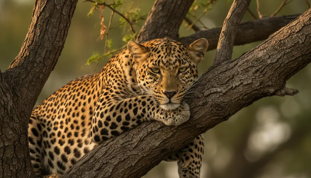 Leopard in tree South Luangwa National Park, famous for high leopard density and sightings