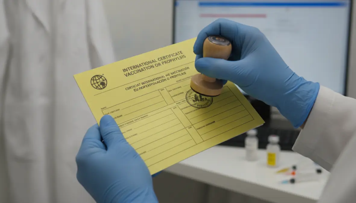 International Certificate of Vaccination yellow card for travel health requirements