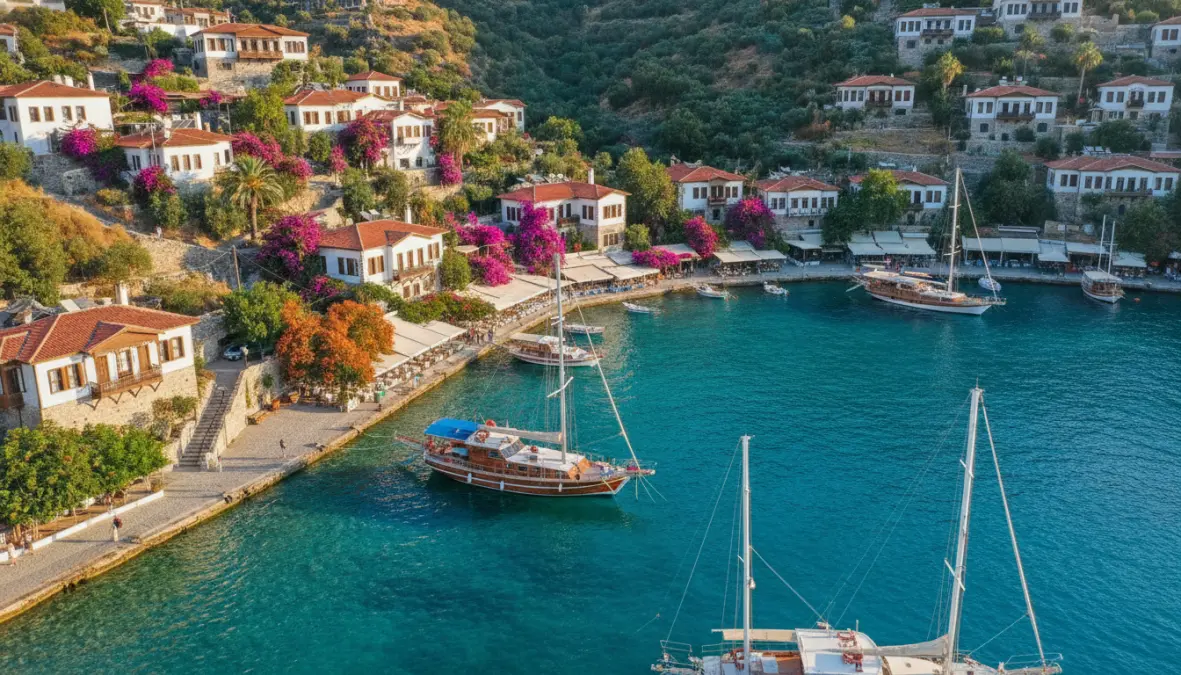Il villaggio costiero di Kalkan sulla riviera turca tra Antalya e Kas