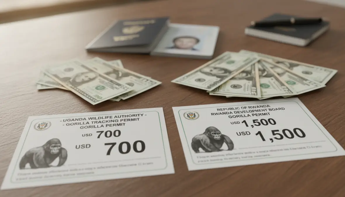 Uganda vs Rwanda gorilla permit price comparison showing cost difference